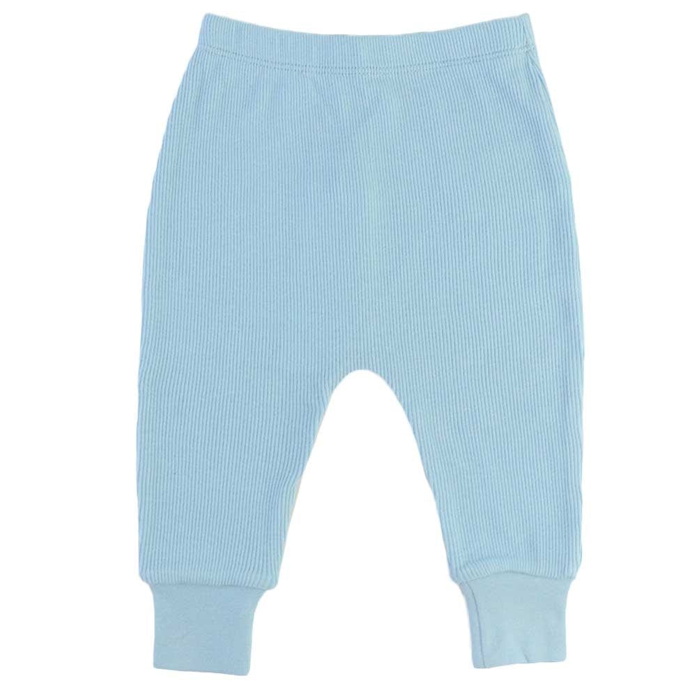 Organic Nights Baby Rib-Knit Pants - Powder Blue