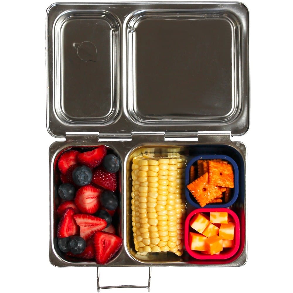 PlanetBox SHUTTLE classic stainless steel bento lunch box with 2  compartments for adults and kids