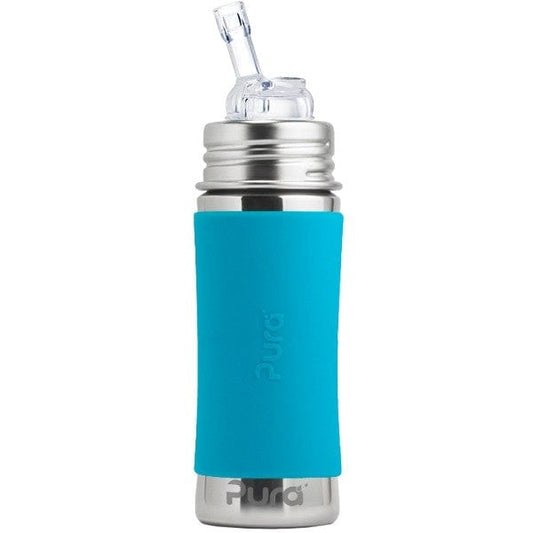 Pura Kiki Stainless Steel Straw Bottle 325ml - Aqua