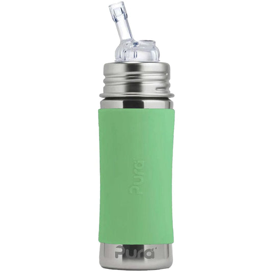 Pura Kiki Stainless Steel Straw Bottle 325ml - Moss