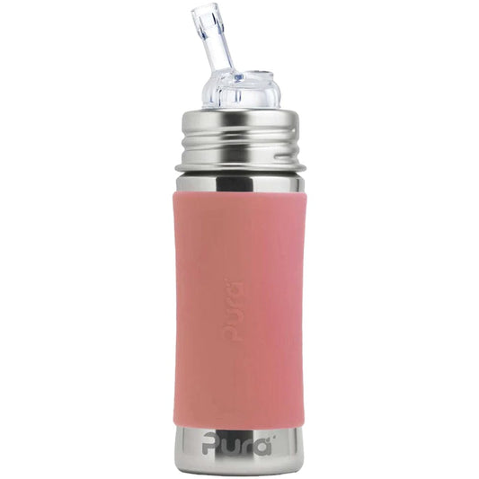 Pura Kiki Stainless Steel Straw Bottle 325ml - Rose