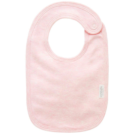 Purebaby Organic Cotton Bib - Pale Pink Melange