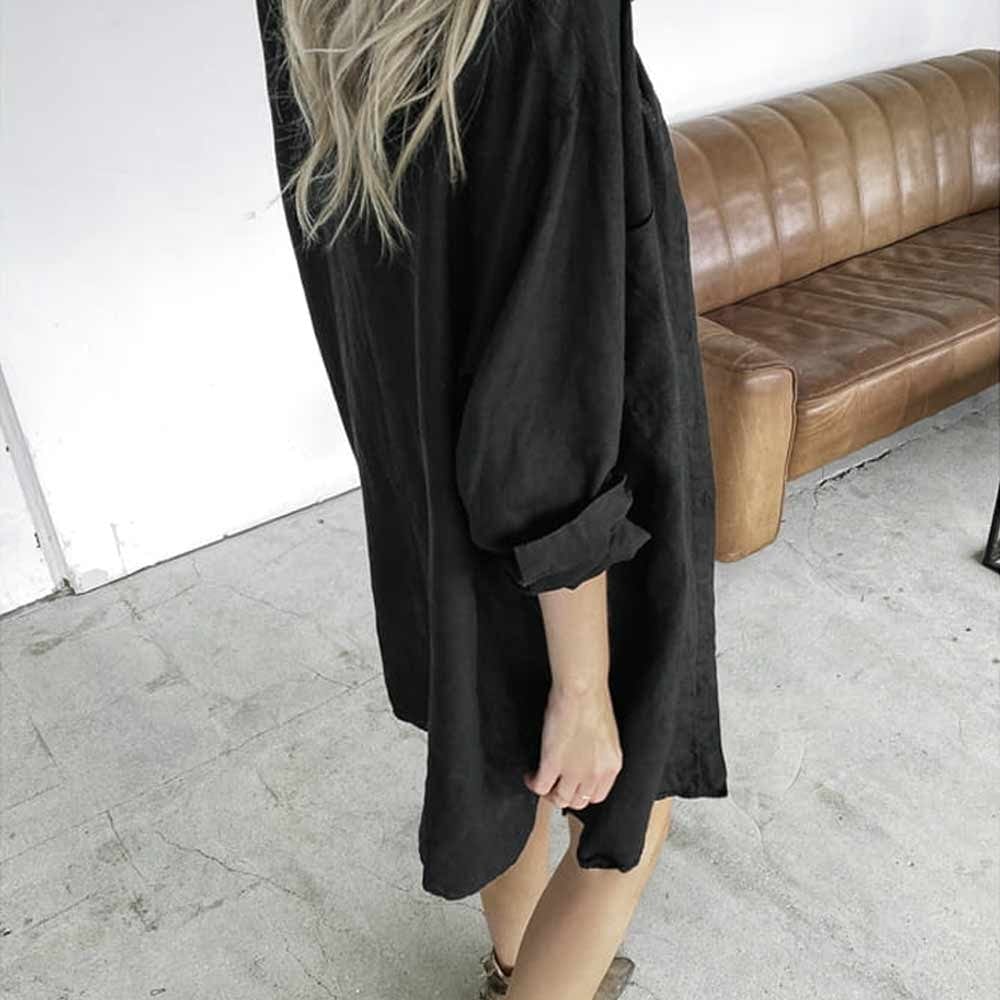 Seaside Tones Oversized Boyfriend Shirt - Black