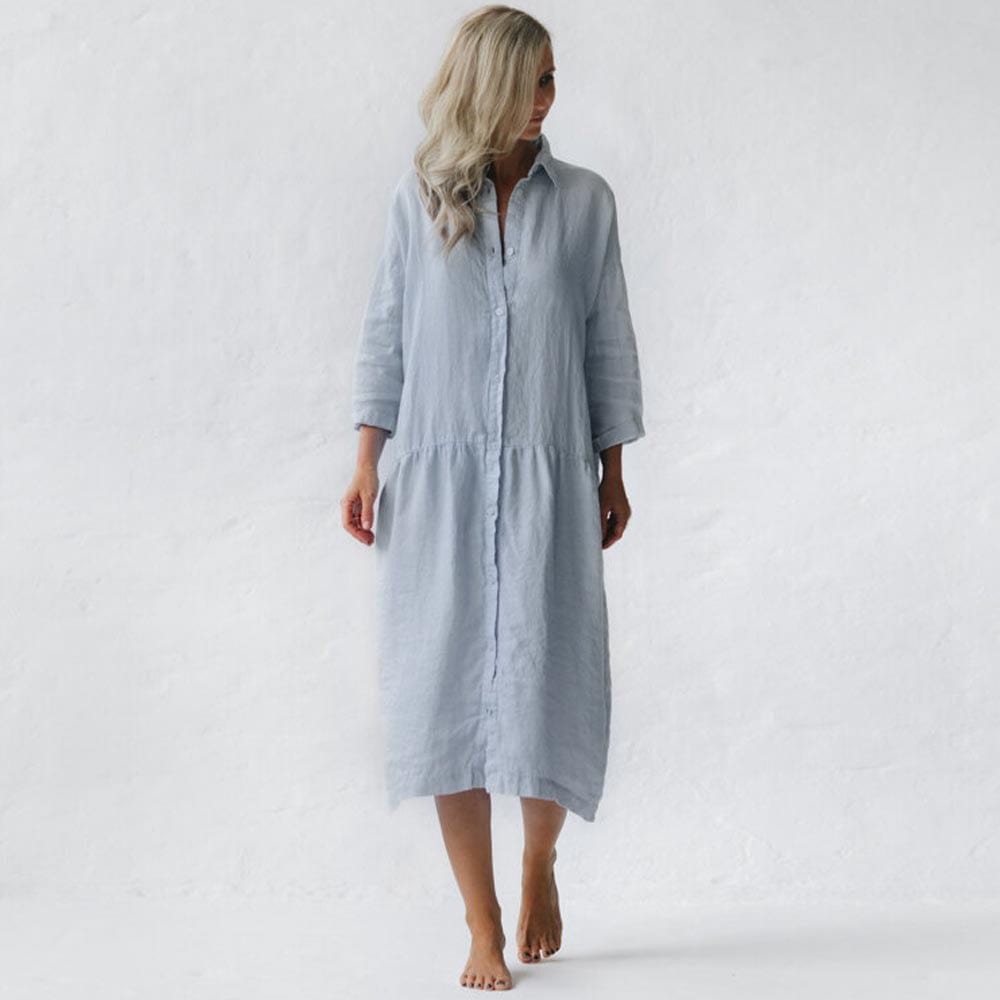 Seaside Tones Oversized Dress - Light Blue