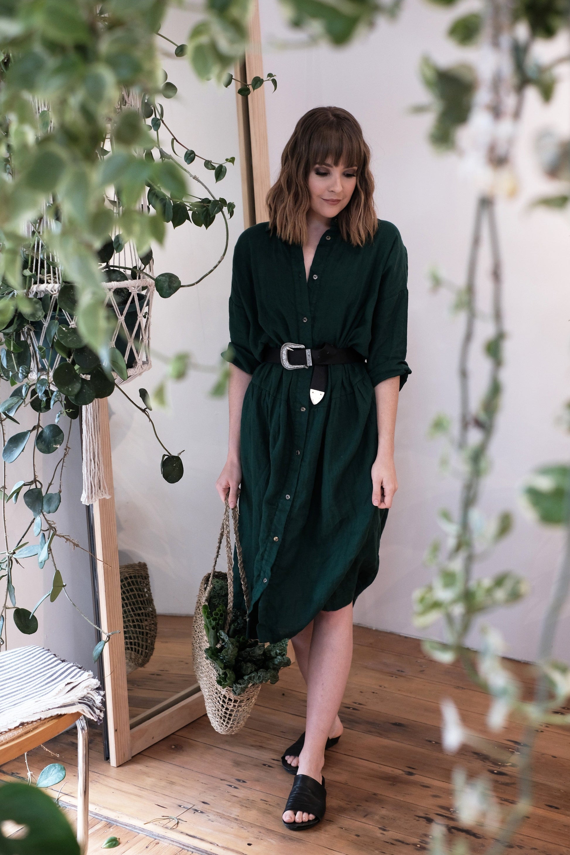 Seaside Tones Oversized Green Dress