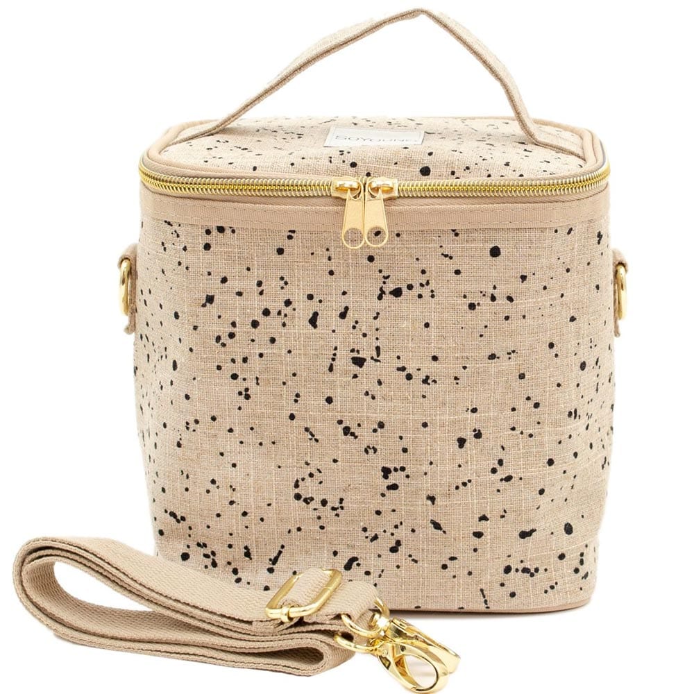 Buy SoYoung Petite Raw Linen Insulated Lunch Cooler Bag - Ink Splatter ...